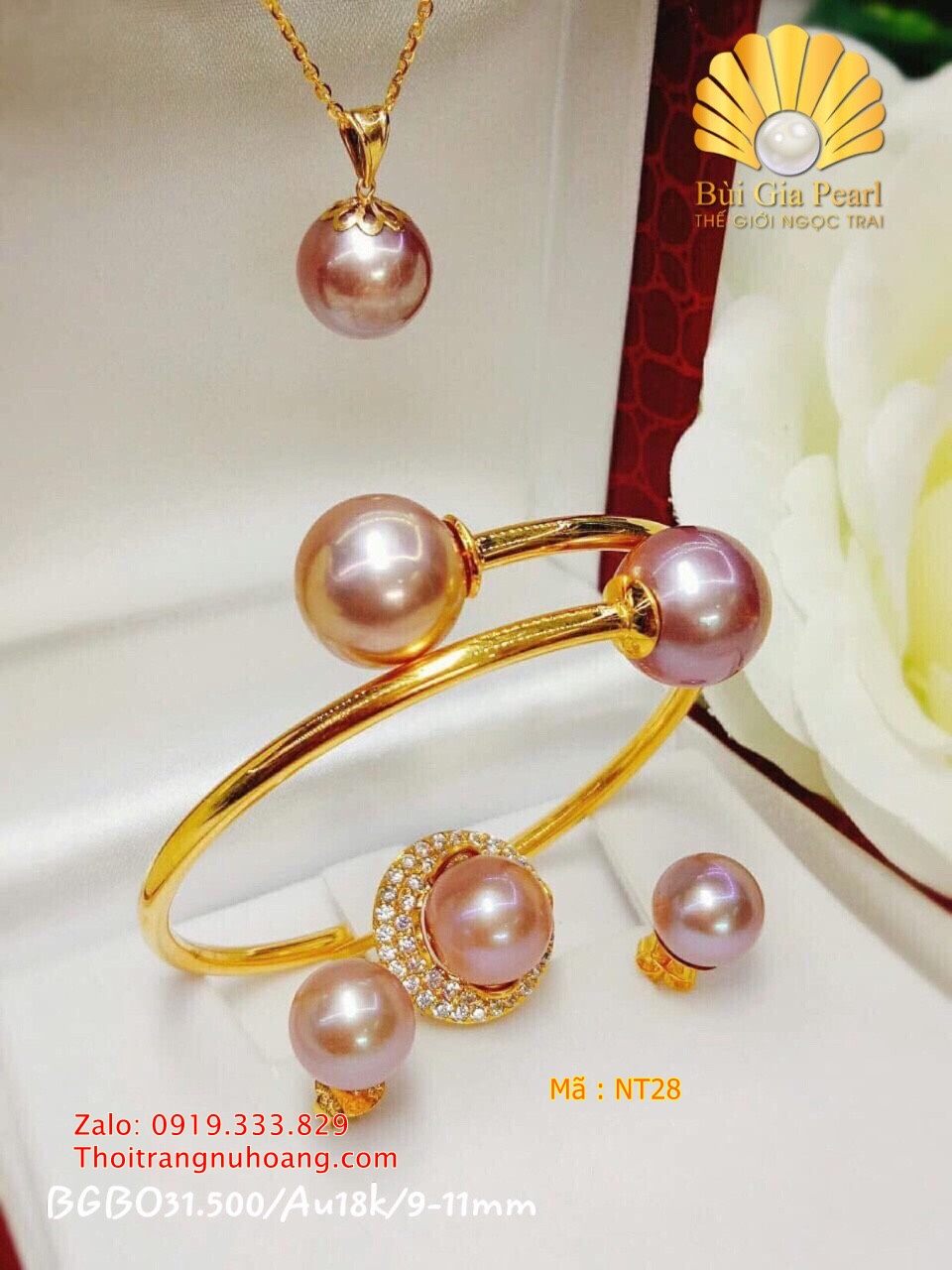 Bộ Trang Sức Ngọc Trai Tím Cao Cấp Sang Trọng & Quý Phái.NT28